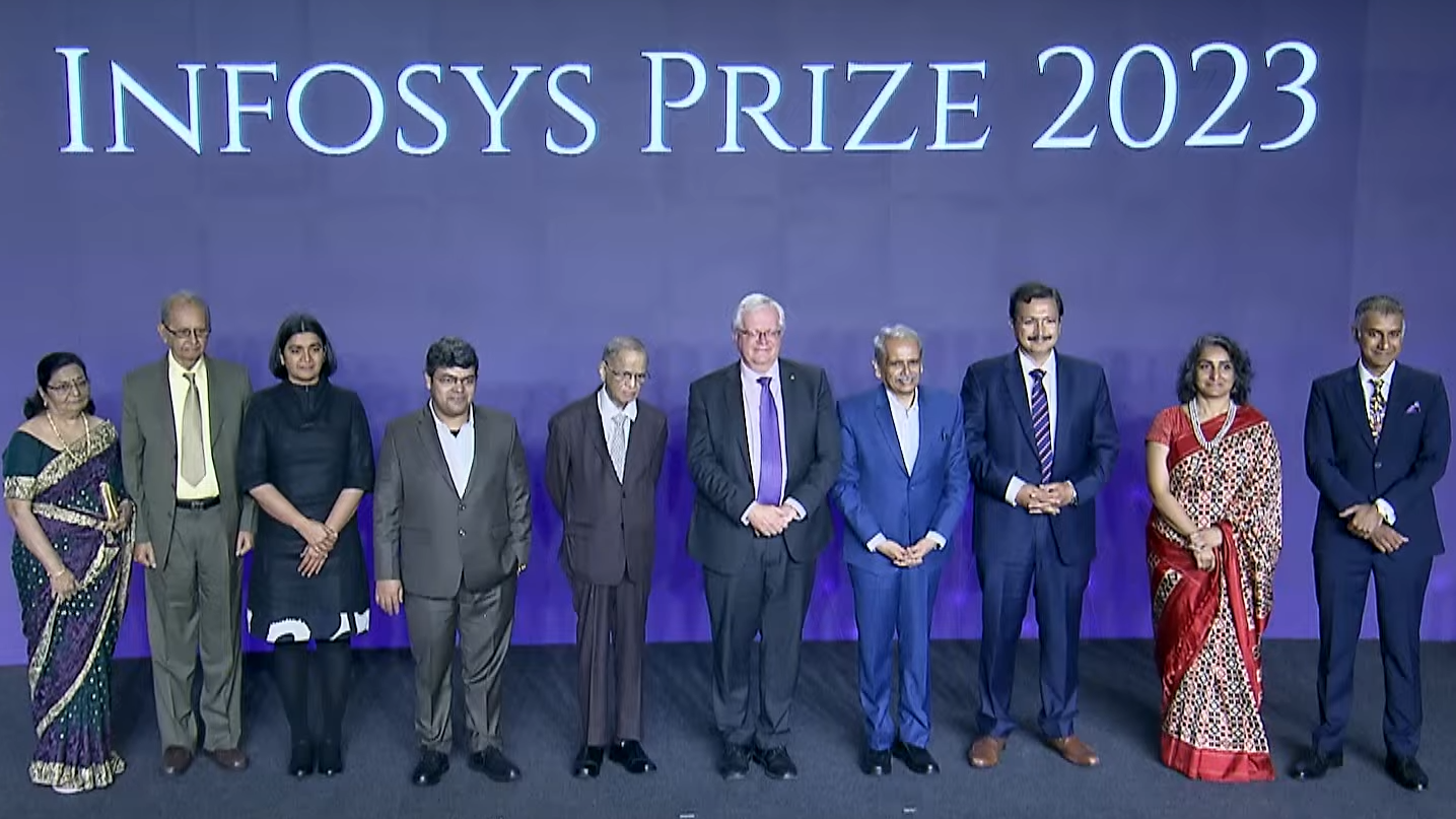 Infosys Prize winners along with Infosys Trustees and Prof. Brian Schmidt