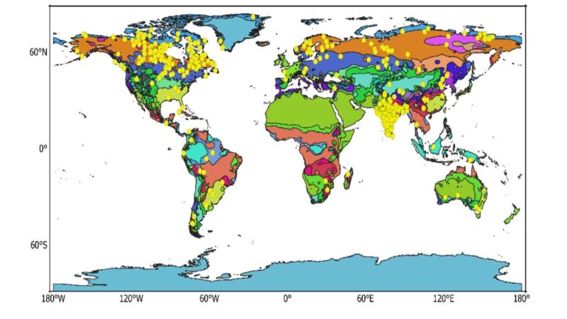 Map indicating (in yellow) lake locations chosen for the study (Credits: Prof. J. Indu and Kumar Nitish)