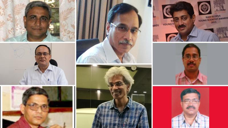 Clockwise from left: Ravi Shankar Nanjundiah (IISC), Arun Kumar (IISc), Subi J George (JNCASR), Sandeep K (TIFR-CAM), G D Veerappa Gowda (TIFR-CAM), Justin David (IISc), Utpal Nath (IISc), Shalabh Bhatnagar (IISc)