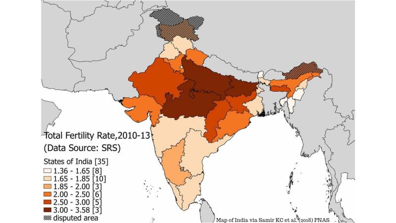 Image: Map of India via Samir KC et al. (2018) PNAS