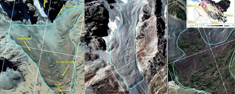 Rock Glaciers in the Western Himalayas, with a inset of the study area