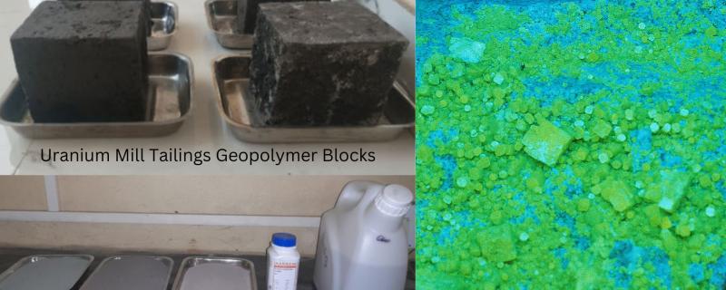 Left: UMT Blocks and ingredients. Right: Uranium ore