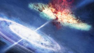 Graphical representation of a Quasar and two galaxies