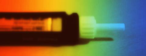 An insulin syringe used for treating diabetes