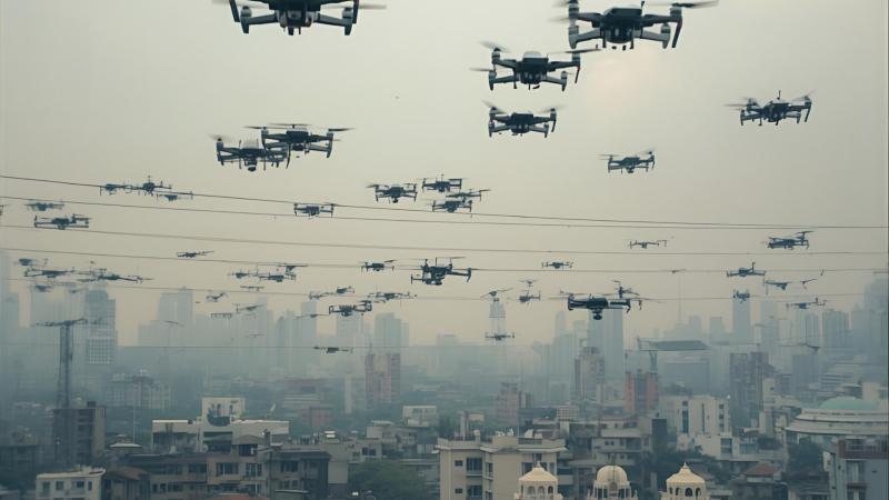 A swarm of drones