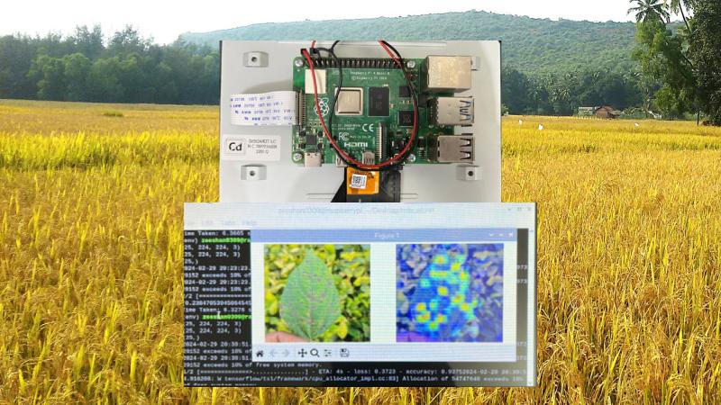 EdgePlantNet Device and Program with a farm in the background