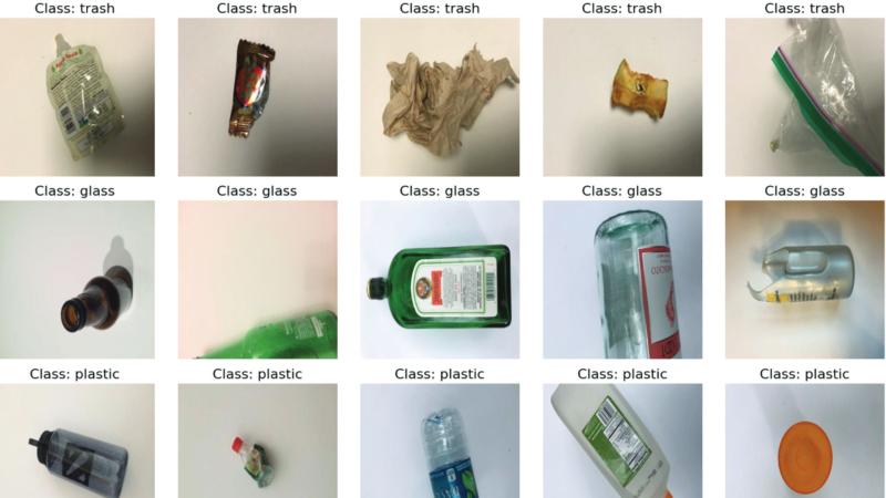 Imges of waste, including glass, plastic, cardboard, plastic etc