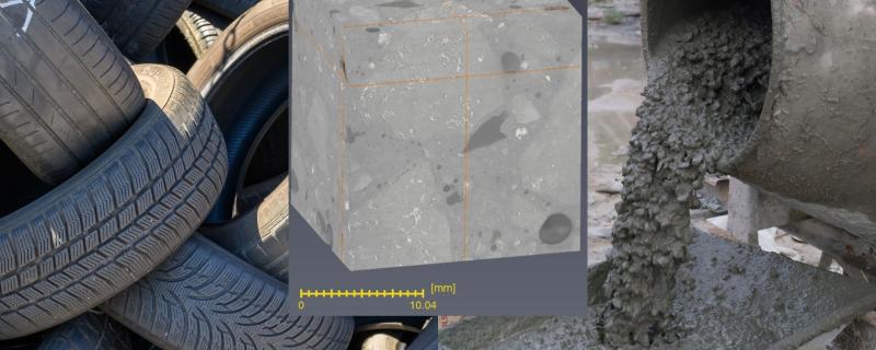 Inset: RubCrete made of shredded tyres and concrete