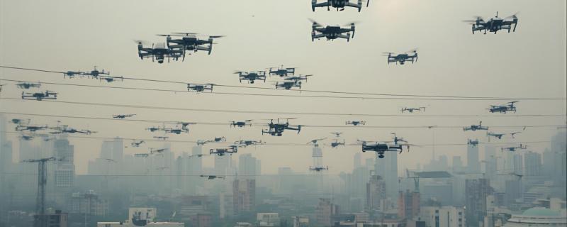 A swarm of drones