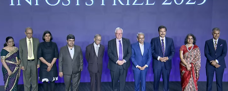 Infosys Prize winners along with Infosys Trustees and Prof. Brian Schmidt