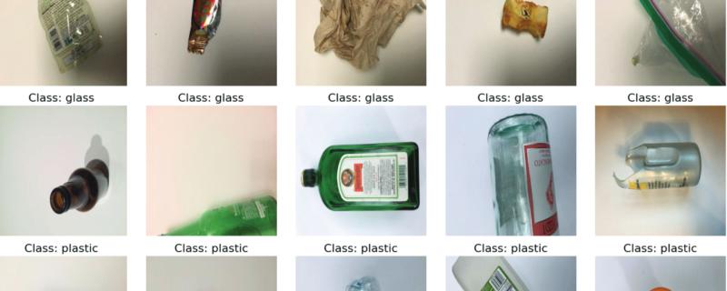 Imges of waste, including glass, plastic, cardboard, plastic etc