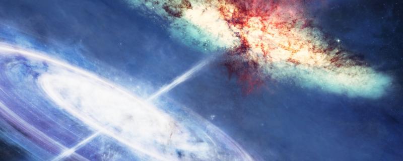 Graphical representation of a Quasar and two galaxies