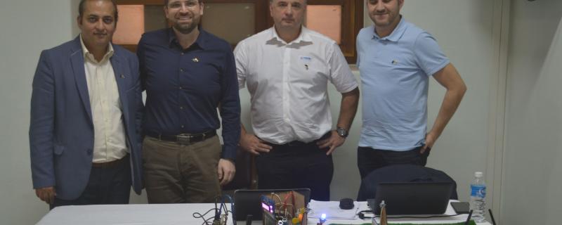 Photo : Dennis C J / Research Matters. Left to right : Sachin Gaur (project EU-India Co-operation), Stefan Ipach (RBCCPS), Thierry Monteil & Samir Medjiah (University of Toulouse)