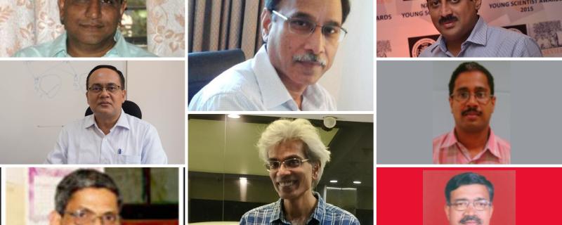 Clockwise from left: Ravi Shankar Nanjundiah (IISC), Arun Kumar (IISc), Subi J George (JNCASR), Sandeep K (TIFR-CAM), G D Veerappa Gowda (TIFR-CAM), Justin David (IISc), Utpal Nath (IISc), Shalabh Bhatnagar (IISc)