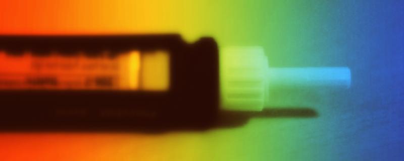 An insulin syringe used for treating diabetes