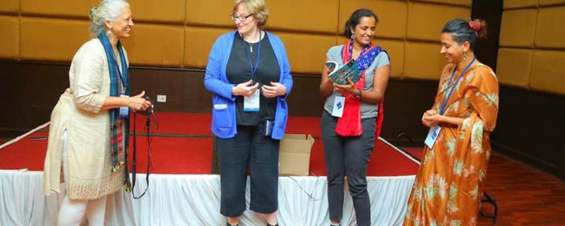 Prajval Shasti and Megan Urry release the book 31 adventures in Indian Science with authors Nandita Jayaraj and Aashima Freidog